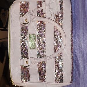 Betsey Johnson Striped Sequin Blush Satchel New With Tags Not Attached